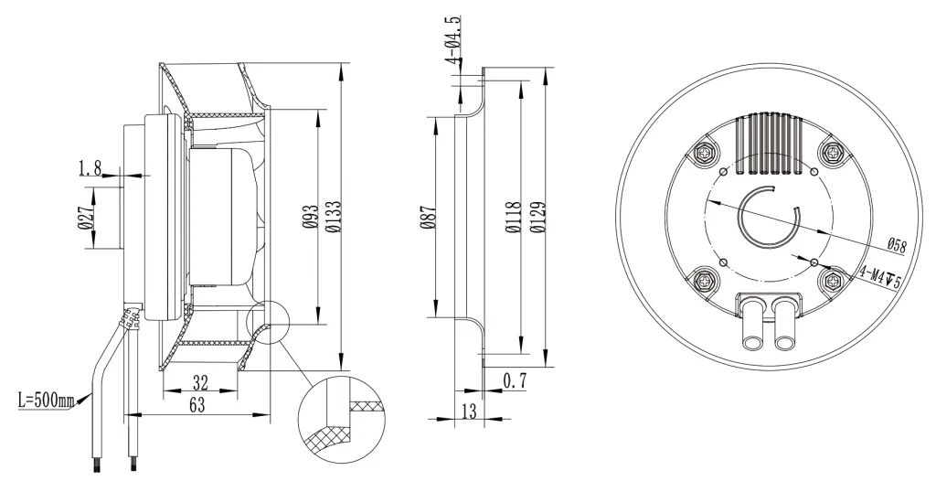 133-072NS-07 Backward Curved Centrifugal Fans drawing