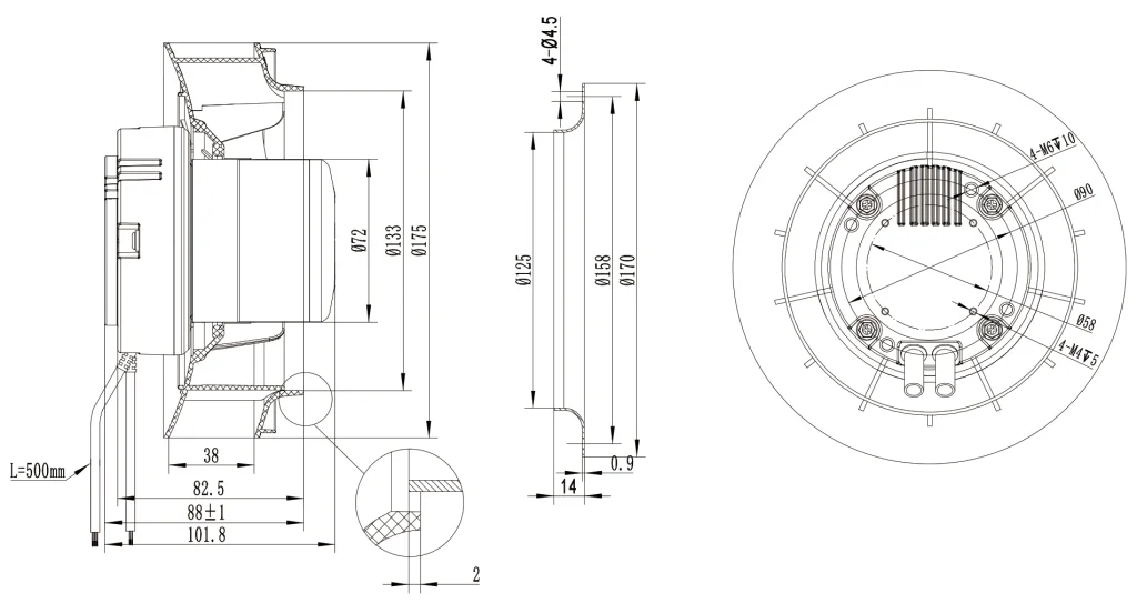 175-072NS-09 Backward Curved Centrifugal Fans drawing 