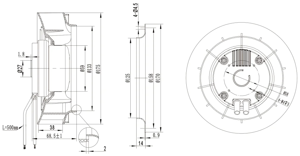 175-072NU-16 Backward Curved Centrifugal Fans drawing 