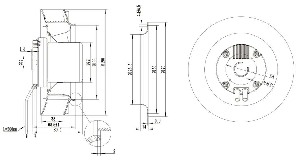 190-072NS-12 Backward Curved Centrifugal Fans drawing