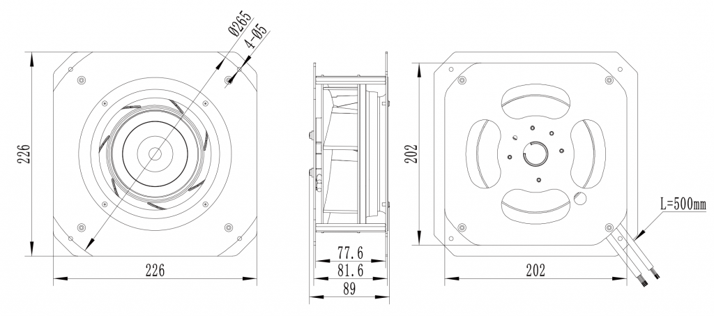190-072PS-01 Backward Curved Centrifugal Fans drawing 