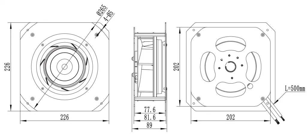 190-072PS-02 Backward Curved Centrifugal Fans drawing 