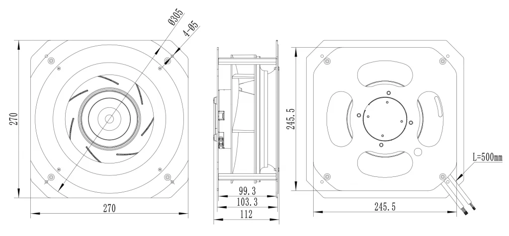 220-072PS-03 Backward Curved Centrifugal Fans drawing