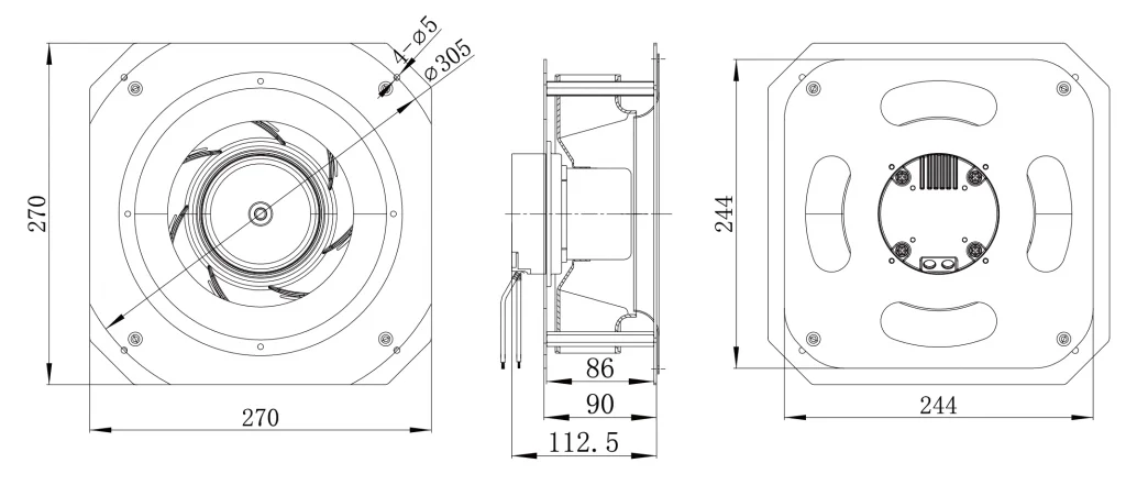 220-072PS-10 Backward Curved Centrifugal Fans drawing