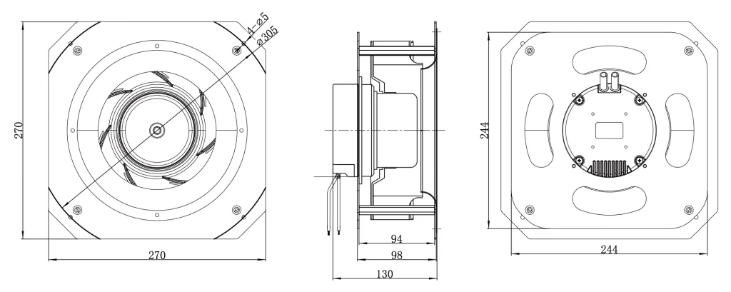 220-092PS-11 Backward Curved Centrifugal Fans Drawing
