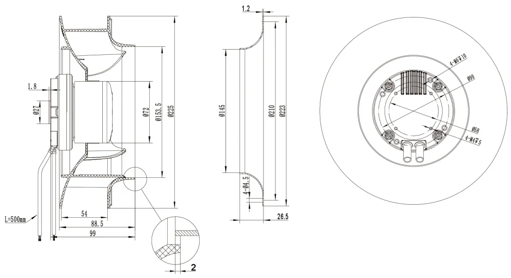 225-072NS-11 Backward Curved Centrifugal Fans drawing 