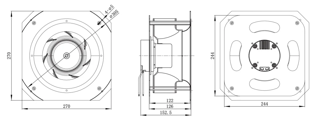 225-072PS-11 Backward Curved Centrifugal Fans drawing