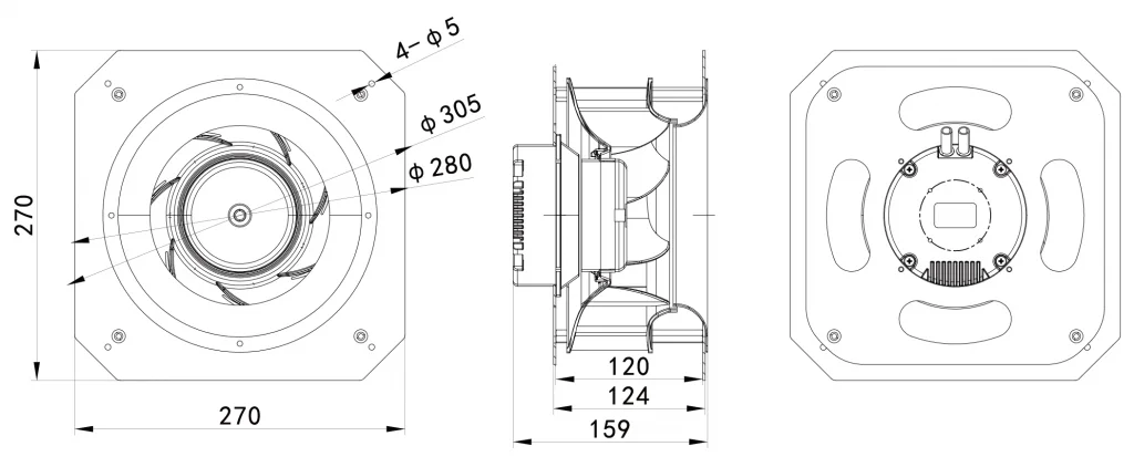 225-092PS-07 Backward Curved Centrifugal Fans drawing