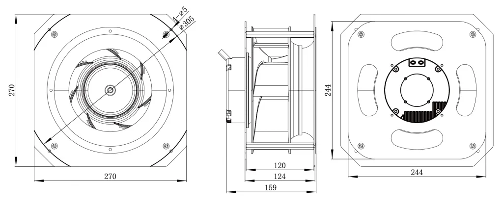 225-092PS-12 Backward Curved Centrifugal Fans drawing