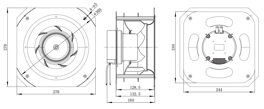 225-092PS-13 Backward Curved Centrifugal Fans drawing