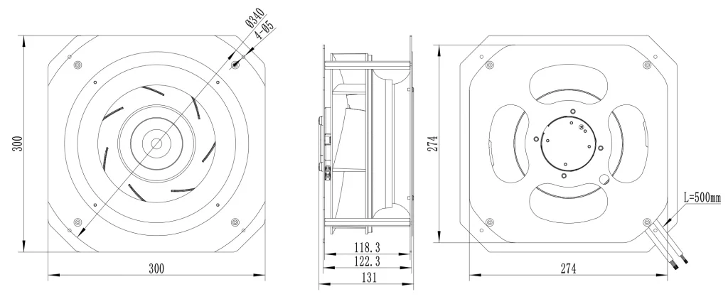 250-072PS-04 Backward Curved Centrifugal Fans drawing