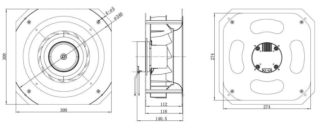 250-072PS-15 Backward Curved Centrifugal Fans drawing