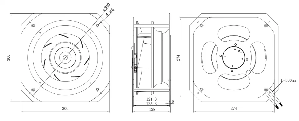 250-072PS-17 Backward Curved Centrifugal Fans drawing