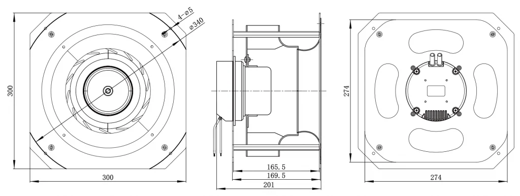 250-092PS-20 Backward Curved Centrifugal Fans drawing