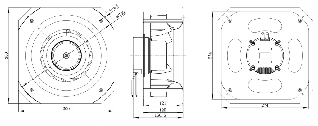 250-092PS-21 Backward Curved Centrifugal Fans drawing