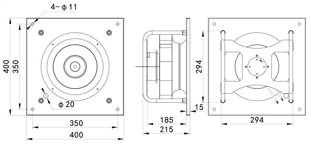 280-092PS-13 Backward Curved Centrifugal Fans drawing