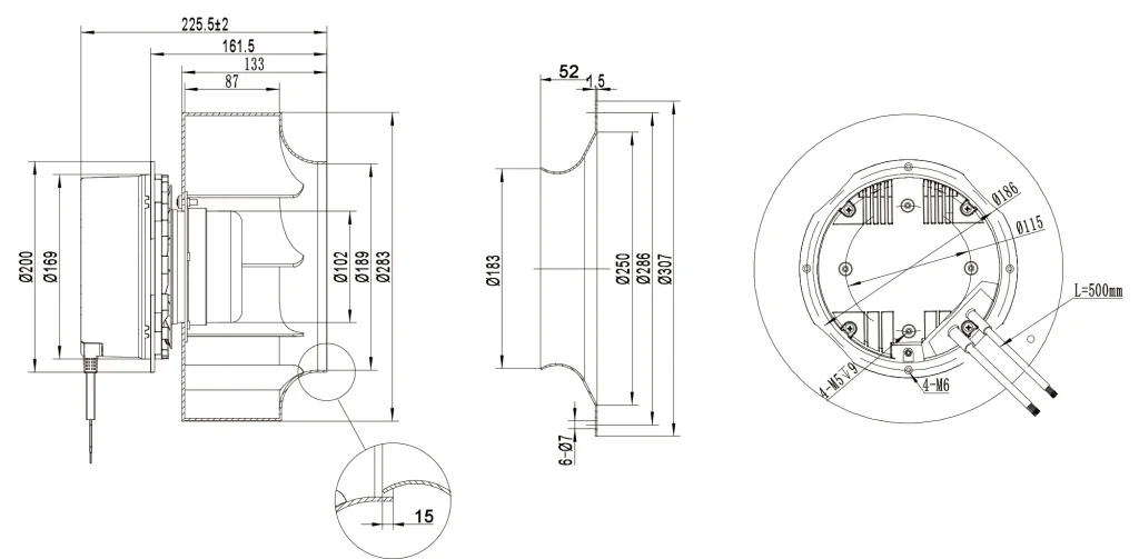 280-102NT-17 Backward Curved Centrifugal Fans drawing