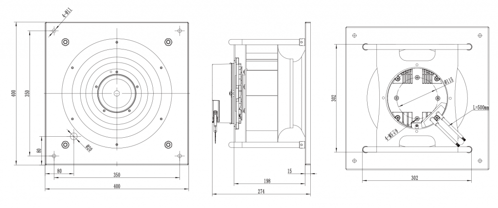 280-102PS-04 Backward Curved Centrifugal Fans drawing
