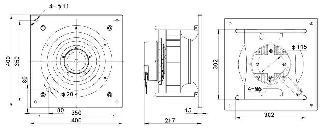 280-102PS-18 Backward Curved Centrifugal Fans drawing