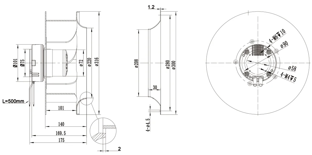 310-072NS-21 Backward Curved Centrifugal Fans drawing 