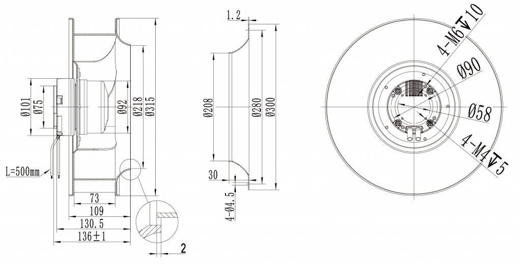 310-092NU-29 Backward Curved Centrifugal Fans drawing 