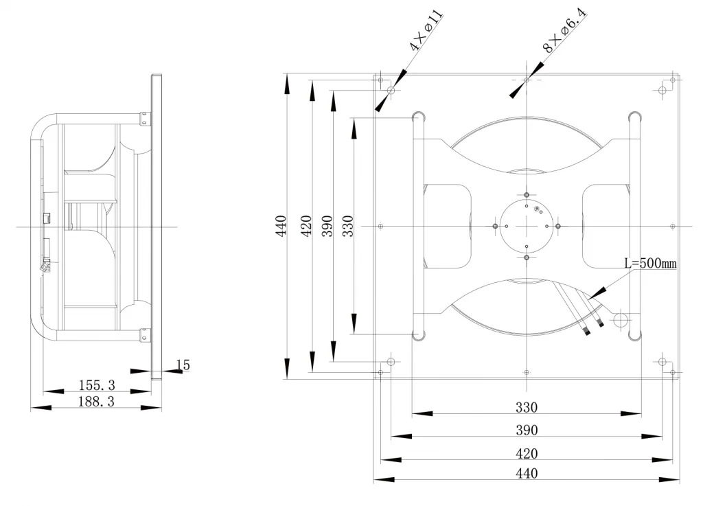 310-092PS-08 Backward Curved Centrifugal Fans drawing
