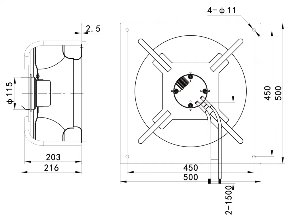 355-092PS-15 Backward Curved Centrifugal Fans drawing