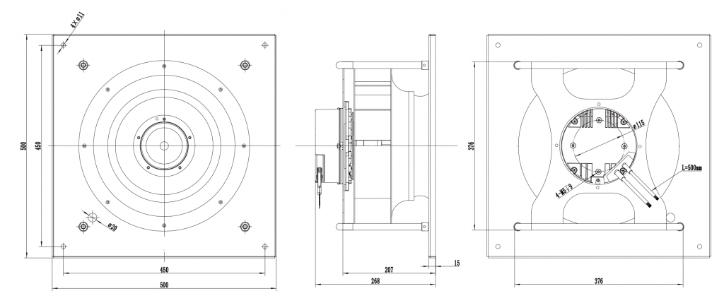 355-102PS-09 Backward Curved Centrifugal Fans drawing