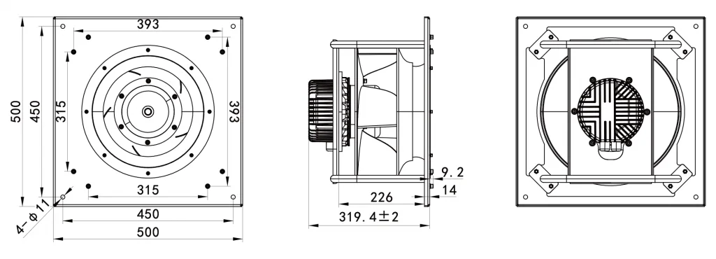 355-138PT-12 Backward Curved Centrifugal Fans drawing