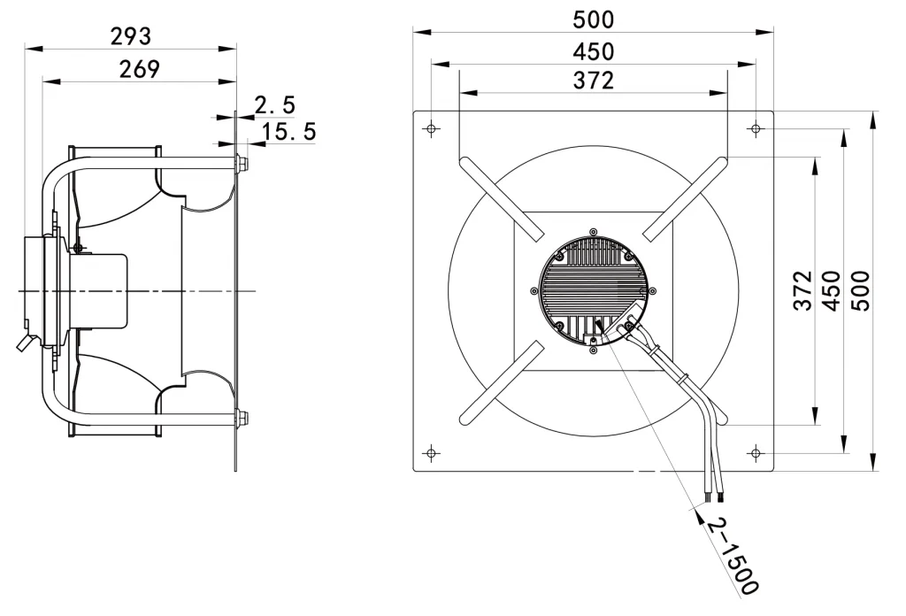 400-102PS-01 Backward Curved Centrifugal Fans drawing 