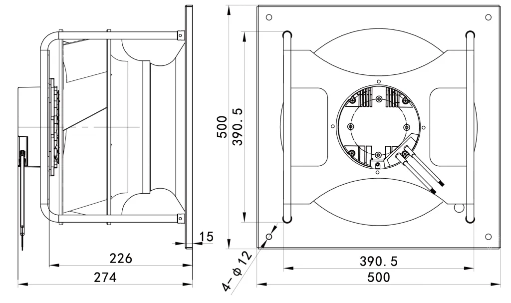 400-102PS-11 Backward Curved Centrifugal Fans drawing 