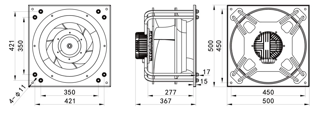 450-138PT-12 Backward Curved Centrifugal Fans drawing