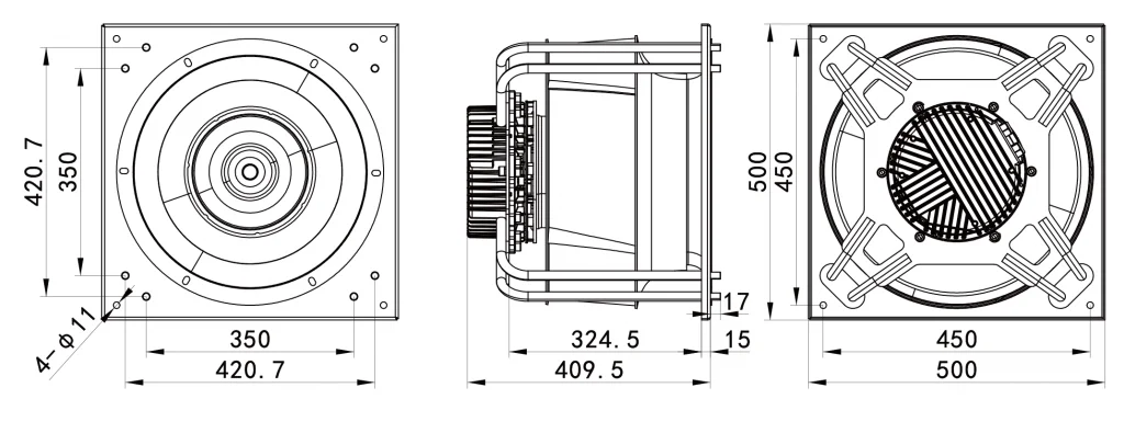 450-188PT-07 Backward Curved Centrifugal Fans drawing