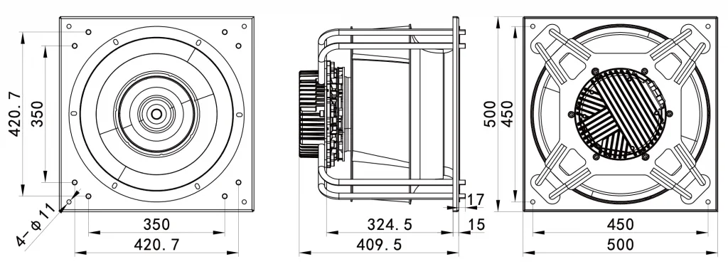 450-188PT-08 Backward Curved Centrifugal Fans drawing