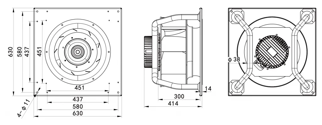 500-188PT-05 Backward Curved Centrifugal Fans drawing