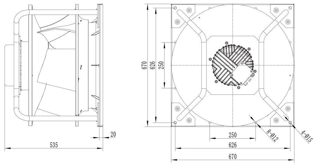 560-218PT-06 Backward Curved Centrifugal Fans drawing