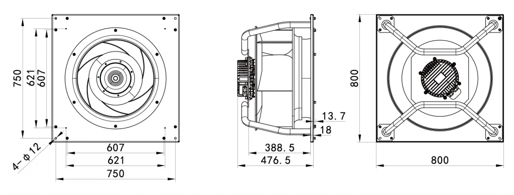 630-188PT-02 Backward Curved Centrifugal Fans drawing
