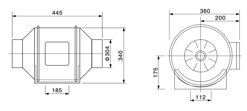 315(12.6'')S-PWN-05 Inline Duct Fans Drawing