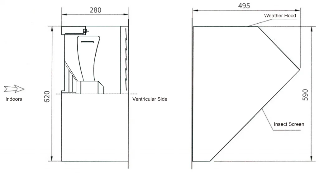 550E4-02 Wall Exhaust Fan Drawing