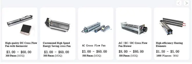 DC cross flow fans