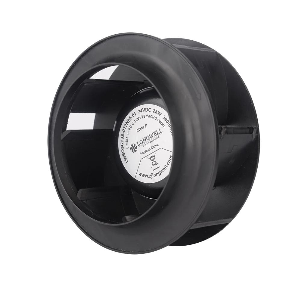 LONGWELL Customizable 133mm DC 24V 48V Plastic Exhaust Centrifugal Fan Backward Curved for OEM