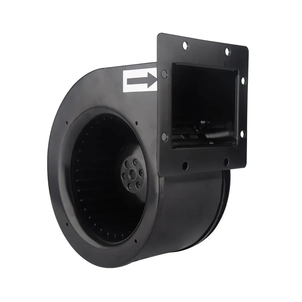 LONGWELL LWFA2E160-092SS-04 forward-curved housed centrifugal blower showing the inlet, scroll, and rectangular outlet