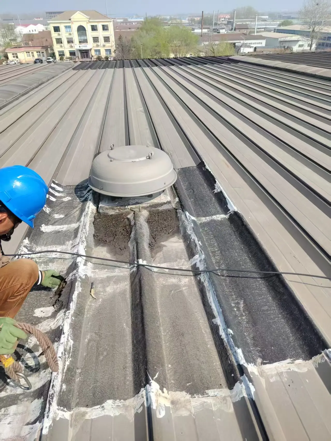 Water damage on existing roof exhaust curb