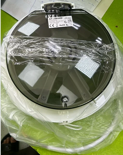 Rear view of the assembled unit wrapped in plastic
