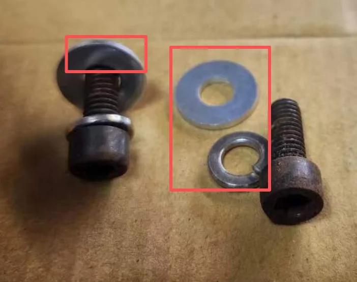 Rusted hex socket screws needing replacement fan motor mounting hardware