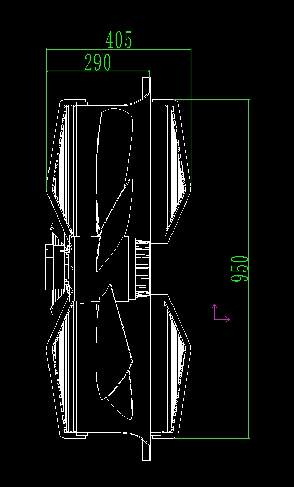 Dual-grille axial fan, 900mm, for an air-cooled condenser