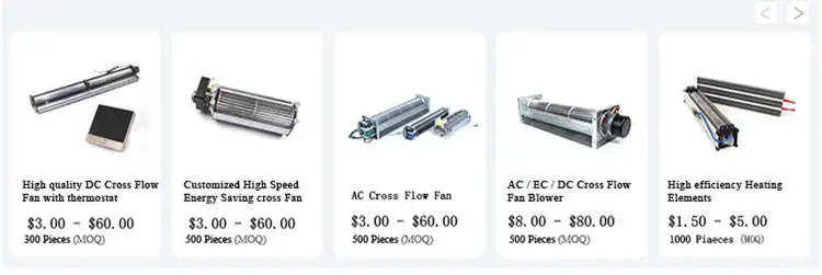 DC cross flow fans