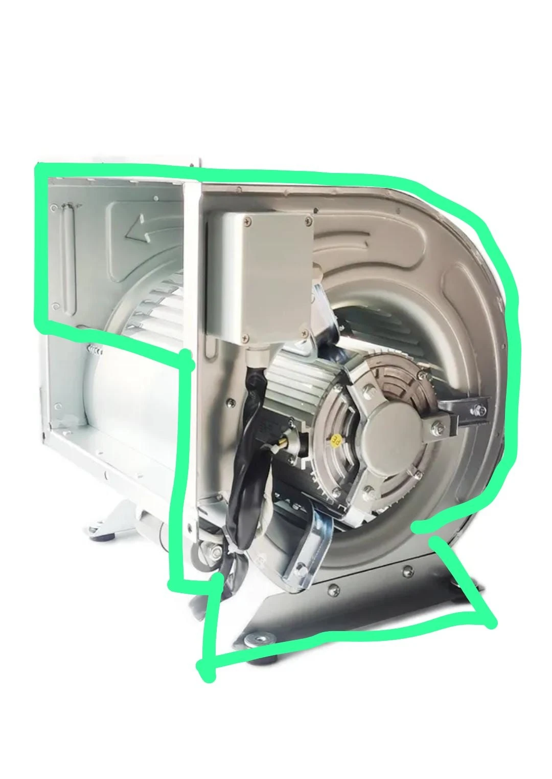 DD10-10I-014 AC centrifugal fan internal view, industrial HVAC blower