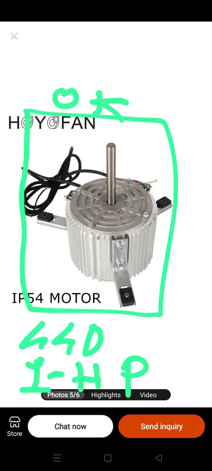 IP54 rated AC motor for Longwell DD10-10I-014 centrifugal fan