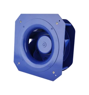LONGWELL 230V EC 250mm Blue Centrifugal Backward Fan External Rotor Motor with Support Bracket IP55 Plastic Blade Customizable